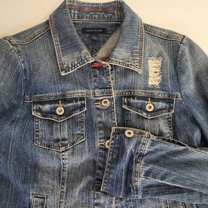Tommy Hilfiger Jean Jacket Womens Medium Blue Denim Fade Distressed Size M